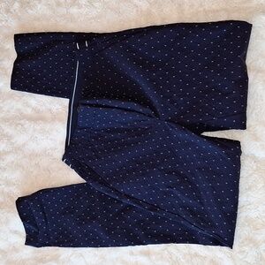 Pre-owned Zara Basic Cropped Blue Pants Flat Front Stretch White Dot Size XS